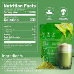 RYZE Mushroom Matcha for Energy 6.35 fl oz. 30 servings (2 Pack)