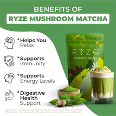 RYZE Mushroom Matcha for Energy 6.35 fl oz. 30 servings (2 Pack)