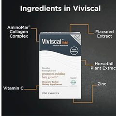 Viviscal Man Advanced Hair Growth Supplement (180 Tablets, Pack of 2) 6 Month Supply